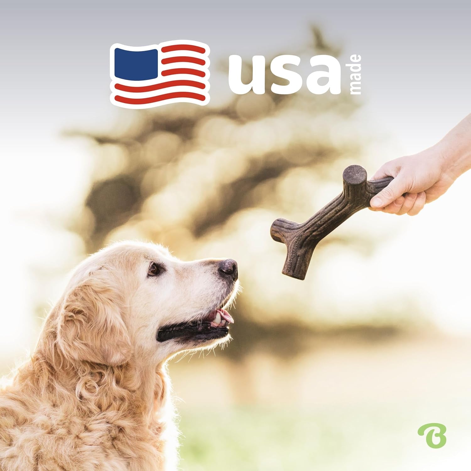 Maplestick Durable Dog Chew Toy for Aggressive Chewers, Real Maplewood, Made in USA, Medium